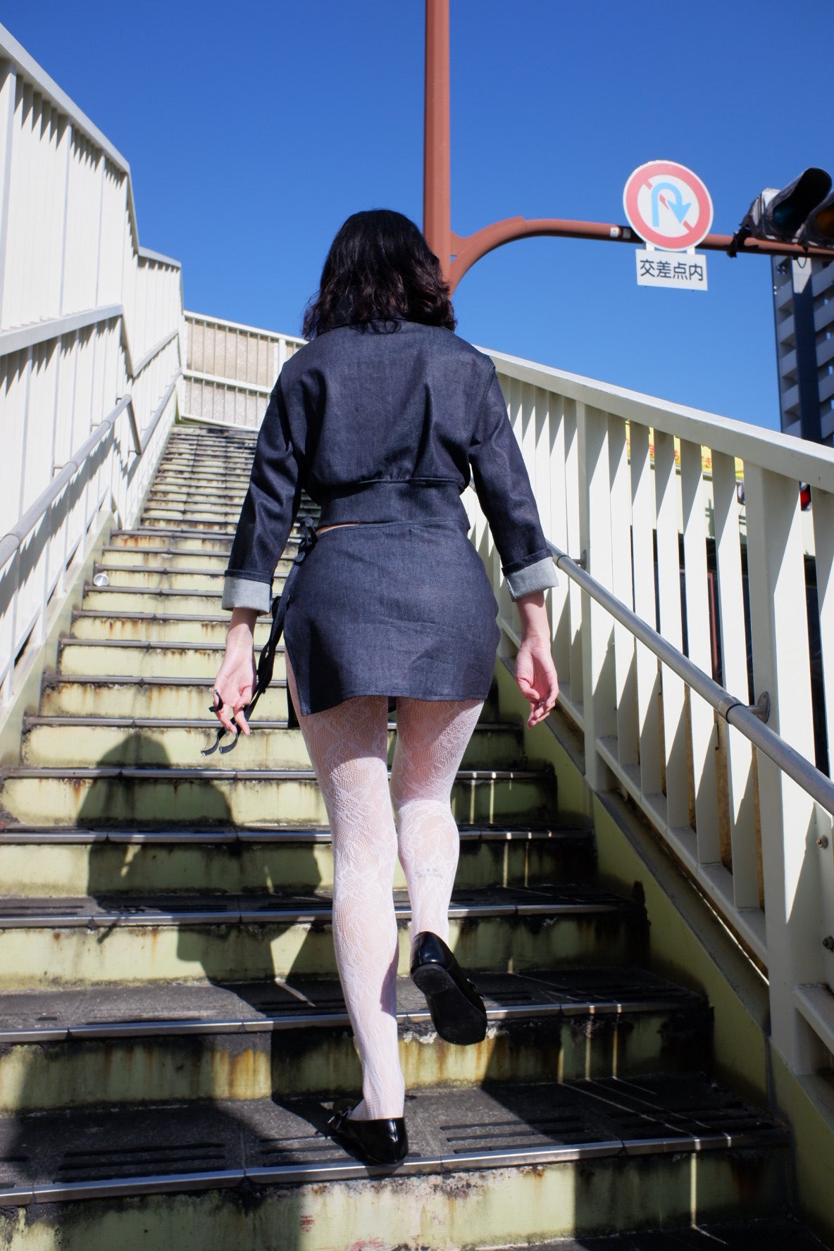 Wrapped denim skirt