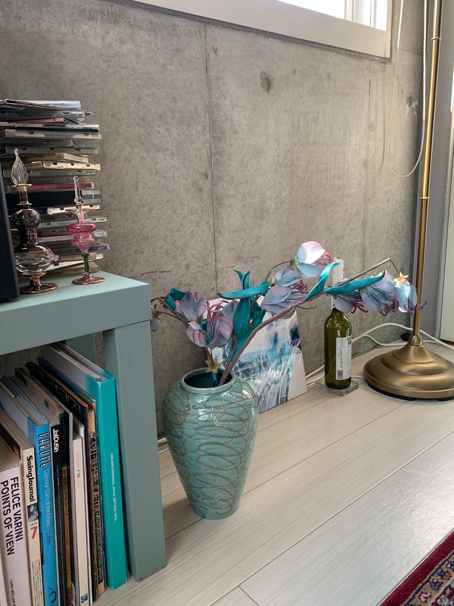 Marbled light blue vase
