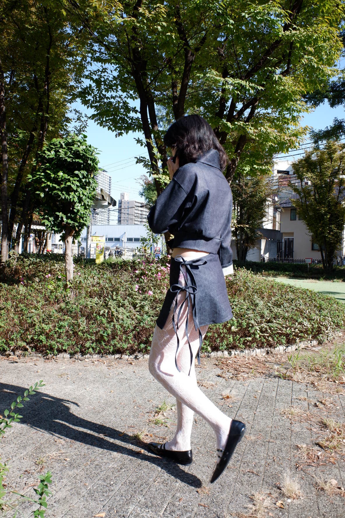 Wrapped denim skirt