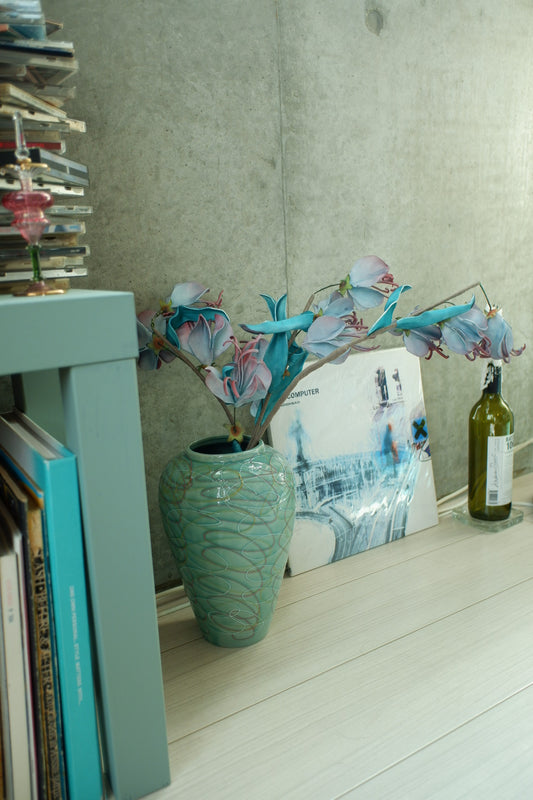 Marbled light blue vase