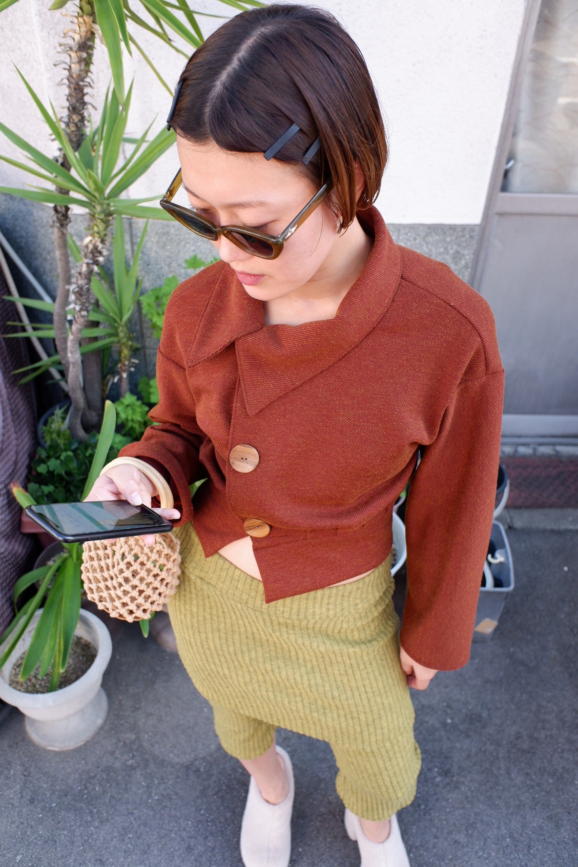 Unevenly jacquard top