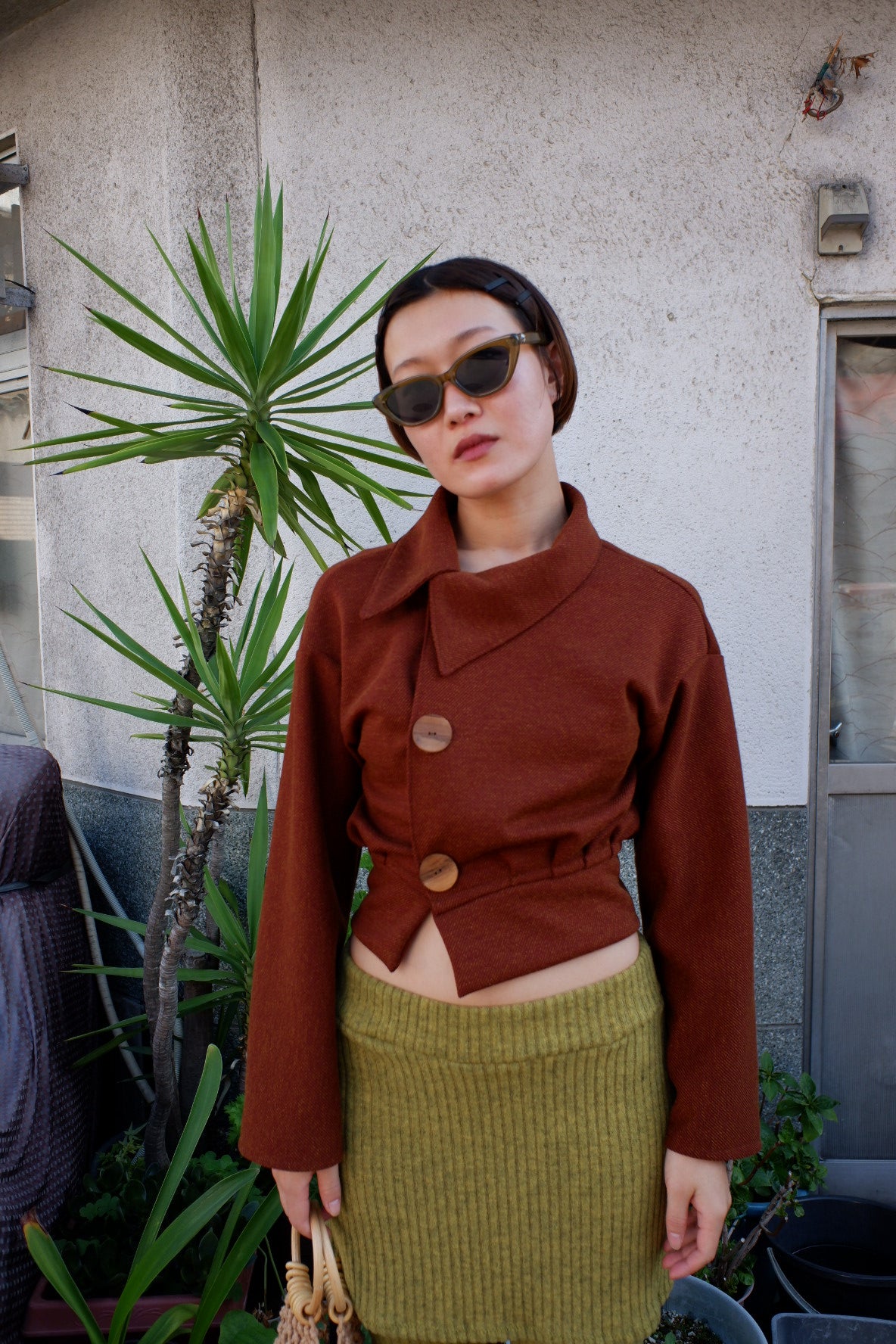 Unevenly jacquard top