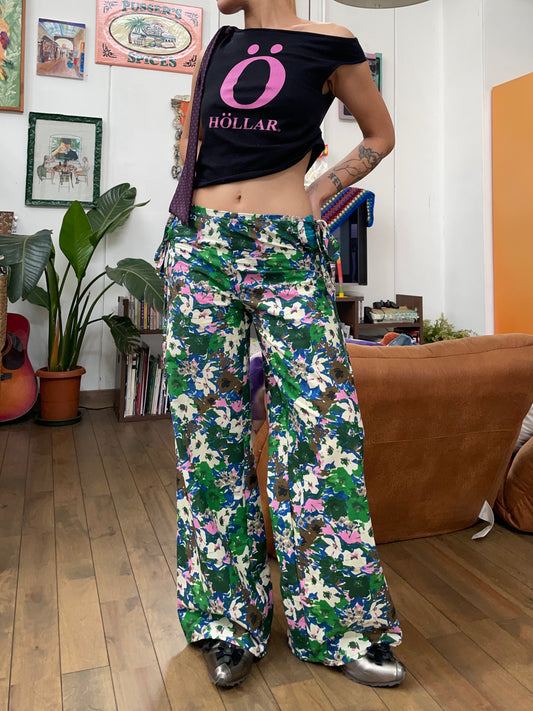Side open trousers : Flowers