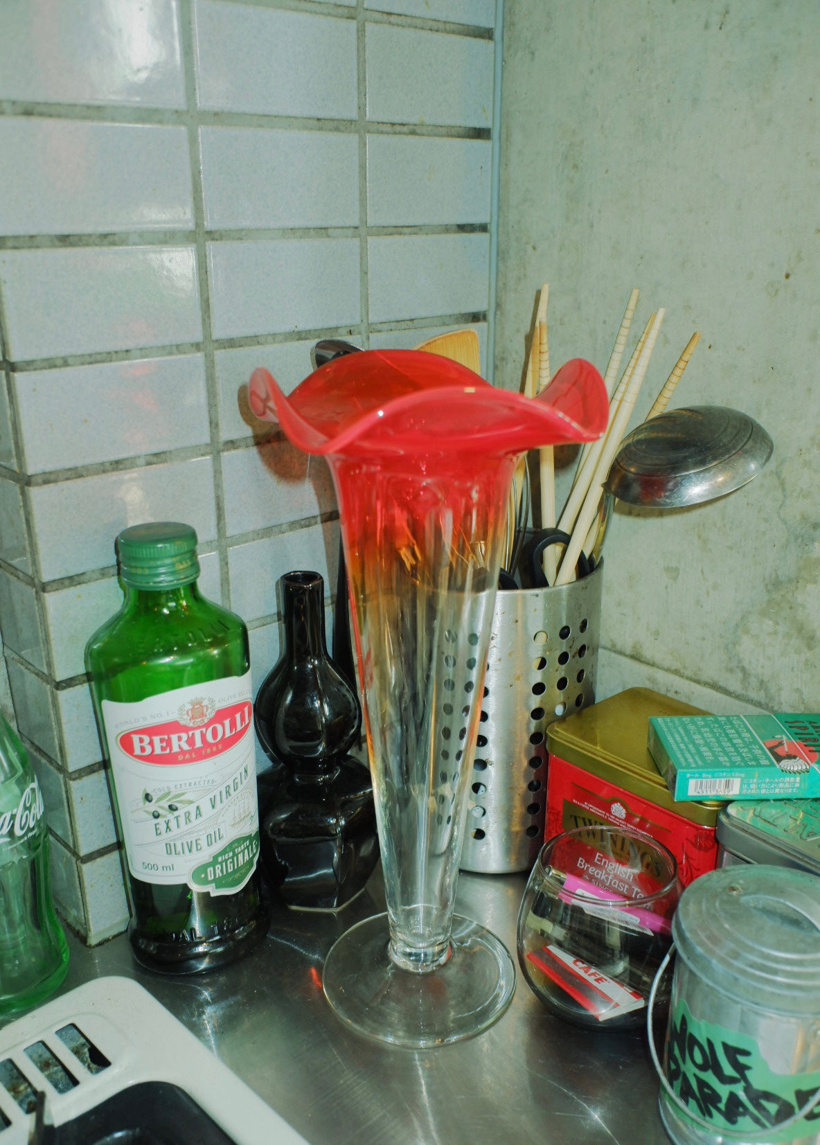 Orange flower vase