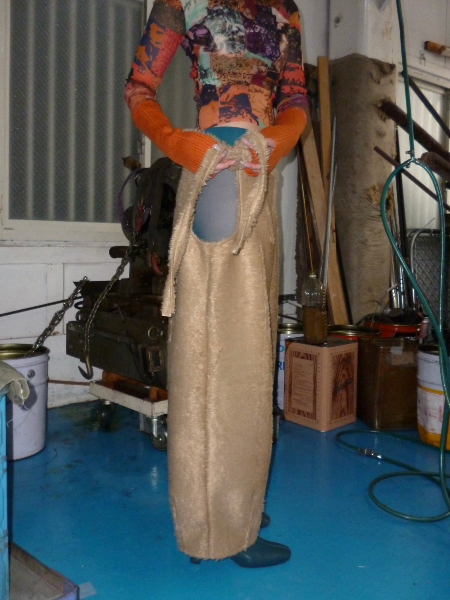 Side open trousers : Fur