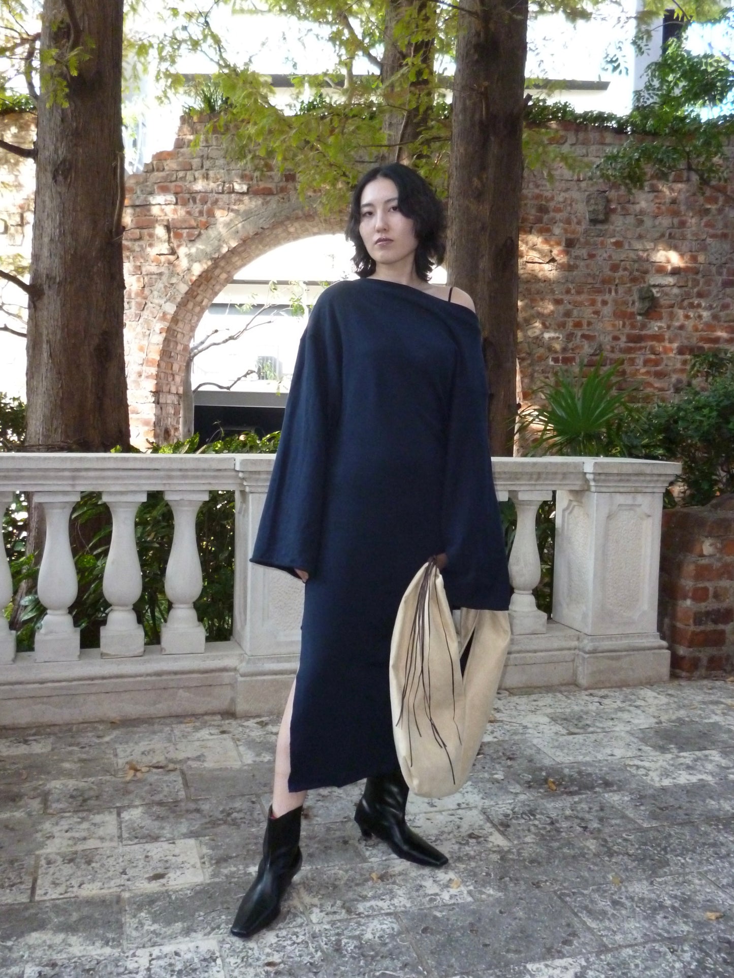 Off shoulder jersey dress