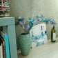 Marbled light blue vase
