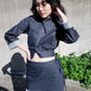 Unevenly denim jacket