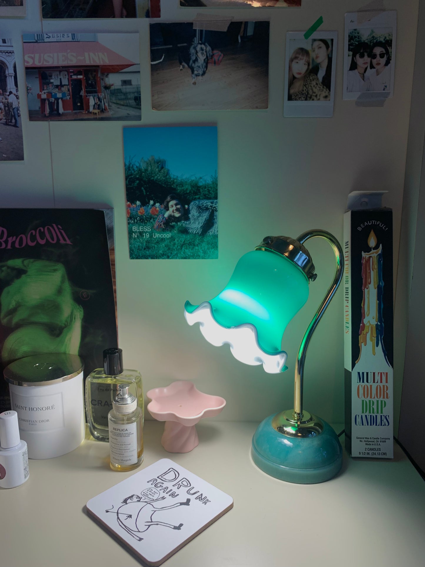 Green glass table lamps