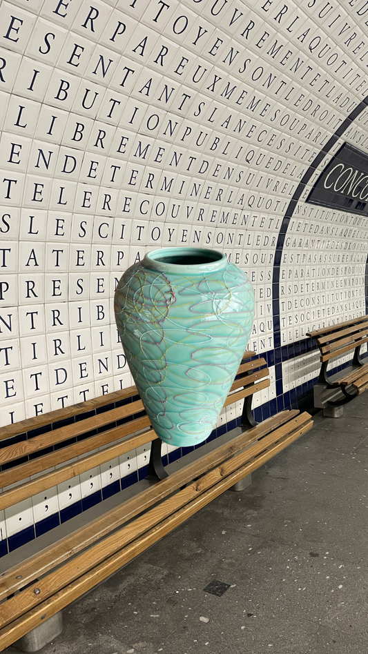 Marbled light blue vase